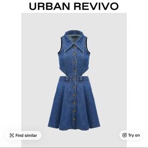 Urban Revivo Blue Denim Button-Front Mini Dress